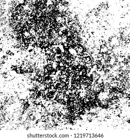 Grunge background black and white. Vector abstract dirty pattern. Monochrome vintage surface in cracks, spots, chips. Gloomy design of an old wall in horror style