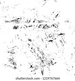 Grunge background black and white. Vector abstract dirty pattern. Monochrome vintage surface in cracks, spots, chips. Gloomy design of an old wall in horror style
