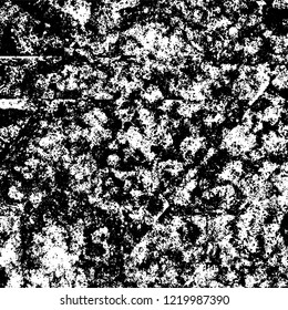 Grunge background black and white. Vector abstract dirty pattern. Monochrome vintage surface in cracks, spots, chips. Gloomy design of an old wall in horror style