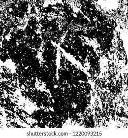 Grunge background black and white. Vector abstract dirty pattern. Monochrome vintage surface in cracks, spots, chips. Gloomy design of an old wall in horror style