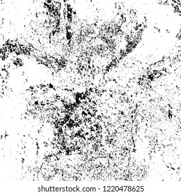 Grunge background black and white. Vector abstract dirty pattern. Monochrome vintage surface in cracks, spots, chips. Gloomy design of an old wall in horror style