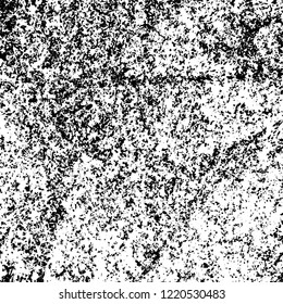 Grunge background black and white. Vector abstract dirty pattern. Monochrome vintage surface in cracks, spots, chips. Gloomy design of an old wall in horror style