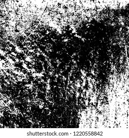 Grunge background black and white. Vector abstract dirty pattern. Monochrome vintage surface in cracks, spots, chips. Gloomy design of an old wall in horror style
