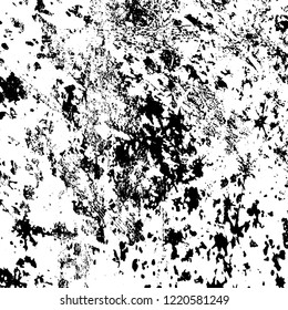 Grunge background black and white. Vector abstract dirty pattern. Monochrome vintage surface in cracks, spots, chips. Gloomy design of an old wall in horror style