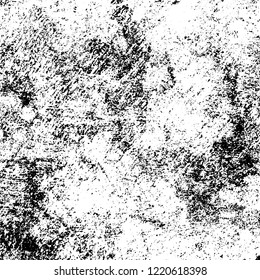 Grunge background black and white. Vector abstract dirty pattern. Monochrome vintage surface in cracks, spots, chips. Gloomy design of an old wall in horror style