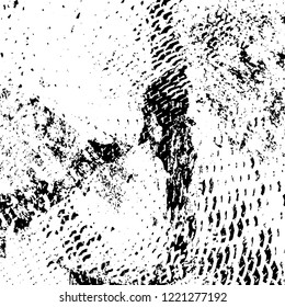 Grunge background black and white. Vector abstract dirty pattern. Monochrome vintage surface in cracks, spots, chips. Gloomy design of an old wall in horror style