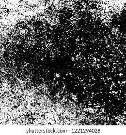 Grunge background black and white. Vector abstract dirty pattern. Monochrome vintage surface in cracks, spots, chips. Gloomy design of an old wall in horror style