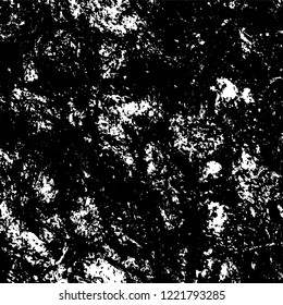 Grunge background black and white. Vector abstract dirty pattern. Monochrome vintage surface in cracks, spots, chips. Gloomy design of an old wall in horror style