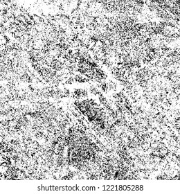 Grunge background black and white. Vector abstract dirty pattern. Monochrome vintage surface in cracks, spots, chips. Gloomy design of an old wall in horror style