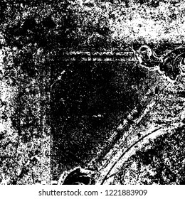 Grunge background black and white. Vector abstract dirty pattern. Monochrome vintage surface in cracks, spots, chips. Gloomy design of an old wall in horror style