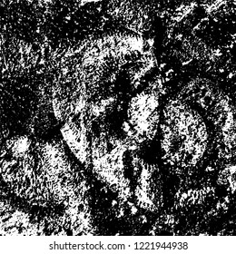 Grunge background black and white. Vector abstract dirty pattern. Monochrome vintage surface in cracks, spots, chips. Gloomy design of an old wall in horror style