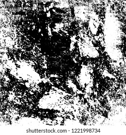 Grunge background black and white. Vector abstract dirty pattern. Monochrome vintage surface in cracks, spots, chips. Gloomy design of an old wall in horror style