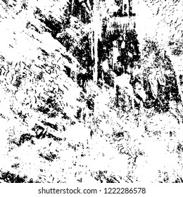 Grunge background black and white. Vector abstract dirty pattern. Monochrome vintage surface in cracks, spots, chips. Gloomy design of an old wall in horror style