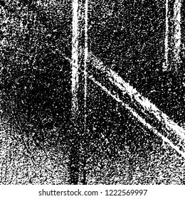 Grunge background black and white. Vector abstract dirty pattern. Monochrome vintage surface in cracks, spots, chips. Gloomy design of an old wall in horror style