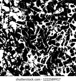Grunge background black and white. Vector abstract dirty pattern. Monochrome vintage surface in cracks, spots, chips. Gloomy design of an old wall in horror style