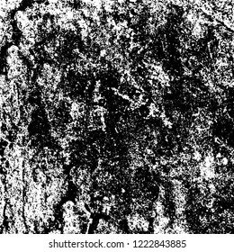 Grunge background black and white. Vector abstract dirty pattern. Monochrome vintage surface in cracks, spots, chips. Gloomy design of an old wall in horror style