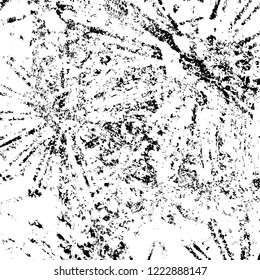 Grunge background black and white. Vector abstract dirty pattern. Monochrome vintage surface in cracks, spots, chips. Gloomy design of an old wall in horror style