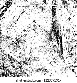 Grunge background black and white. Vector abstract dirty pattern. Monochrome vintage surface in cracks, spots, chips. Gloomy design of an old wall in horror style