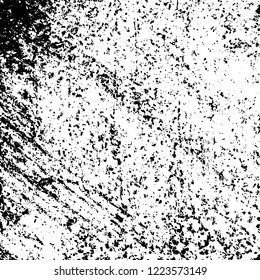 Grunge background black and white. Vector abstract dirty pattern. Monochrome vintage surface in cracks, spots, chips. Gloomy design of an old wall in horror style