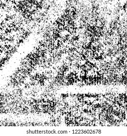 Grunge background black and white. Vector abstract dirty pattern. Monochrome vintage surface in cracks, spots, chips. Gloomy design of an old wall in horror style