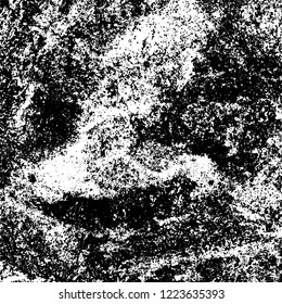 Grunge background black and white. Vector abstract dirty pattern. Monochrome vintage surface in cracks, spots, chips. Gloomy design of an old wall in horror style