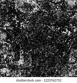 Grunge background black and white. Vector abstract dirty pattern. Monochrome vintage surface in cracks, spots, chips. Gloomy design of an old wall in horror style