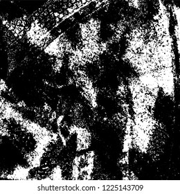Grunge background black and white. Vector abstract dirty pattern. Monochrome vintage surface in cracks, spots, chips. Gloomy design of an old wall in horror style