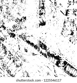 Grunge background black and white. Vector abstract dirty pattern. Monochrome vintage surface in cracks, spots, chips. Gloomy design of an old wall in horror style