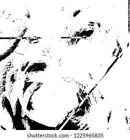 Grunge background black and white. Vector abstract dirty pattern. Monochrome vintage surface in cracks, spots, chips. Gloomy design of an old wall in horror style