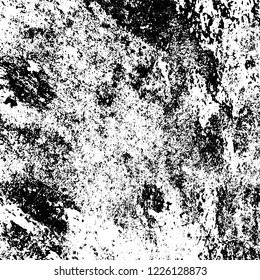 Grunge background black and white. Vector abstract dirty pattern. Monochrome vintage surface in cracks, spots, chips. Gloomy design of an old wall in horror style
