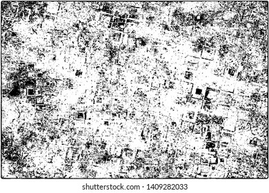 Grunge background black and white. Vector texture of scratches, chips, cracks. Monochrome gloomy pattern of the old surface