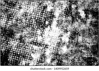 Grunge background black and white. Vector texture of scratches, chips, cracks. Monochrome gloomy pattern of the old surface