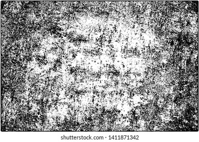 Grunge background black and white. Vector texture of scratches, chips, cracks. Monochrome gloomy pattern of the old surface