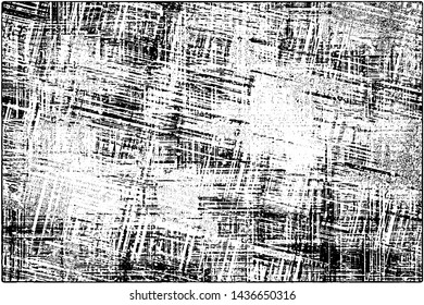 Grunge background black and white. Vector texture of scratches, chips, cracks. Monochrome gloomy pattern of old surface