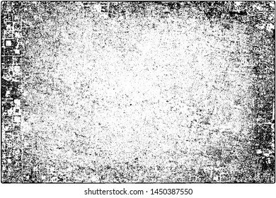 Grunge background black and white. Vector texture of scratches, chips, cracks. Monochrome gloomy pattern of the old surface