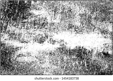 Grunge background black and white. Vector texture of scratches, chips, cracks. Monochrome gloomy pattern of the old surface