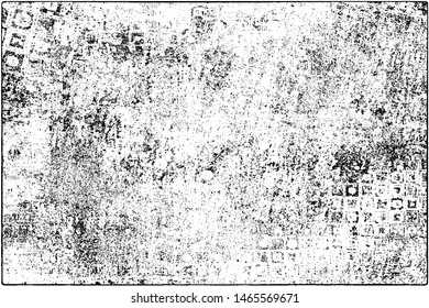 Grunge background black and white. Vector texture of scratches, chips, cracks. Monochrome gloomy pattern of the old surface