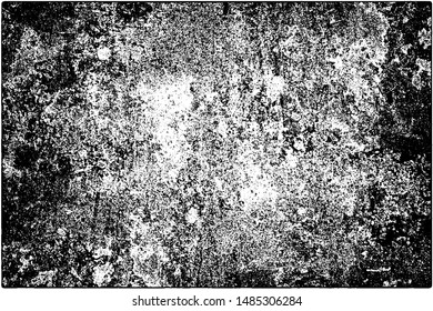 Grunge background black and white. Vector texture of scratches, chips, cracks. Monochrome gloomy pattern of the old surface