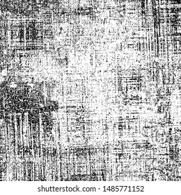 Grunge background black and white. Vector city texture dark. Abstract pattern of cracks, dust, dirt. Old worn surface of destruction. Corrosion covered wall