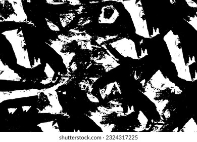 El fondo negro y blanco es negro. Textura vectorial de suciedad, polvo, chips, grietas. Plantilla caótica vintage de la muralla de la ciudad. Ruido, escombros en la superficie