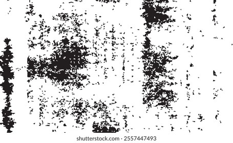 Grunge background. Black and white vector. Abstract texture of dust, dirt, stains. Grunge overlay layer. Distressed texture. Rough, scratch, splatter grunge pattern.