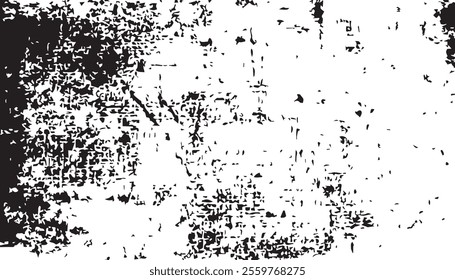 Grunge background. Black and white vector. Abstract texture of dust, dirt, stains. Grunge overlay layer. Distressed texture. Rough, scratch, splatter grunge pattern.