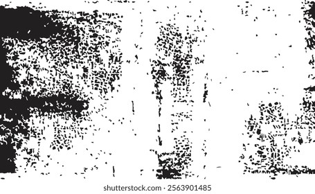 Grunge background. Black and white vector. Abstract texture of dust, dirt, stains. Grunge overlay layer. Distressed texture. Rough, scratch, splatter grunge pattern.