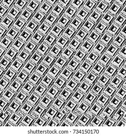 Grunge background black and white vector. Abstract monochrome seamless pattern