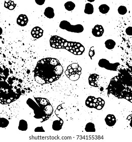 Grunge background black and white vector. Abstract monochrome seamless pattern