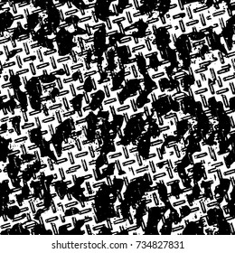 Grunge background black and white vector. Abstract monochrome seamless pattern