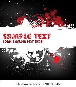 Borde fondo con manchas y lugar para el texto (negro, blanco y rojo)