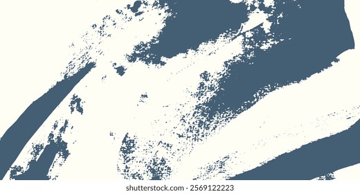 Grunge background with blue brush stroke. Hand drawn grainy texture, vintage template for design. Old damaged background for texture overlay, abstract pattern. Vector illustration