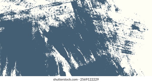 Grunge background with blue brush stroke. Hand drawn grainy texture, vintage template for design. Old damaged background for texture overlay, abstract pattern. Vector illustration