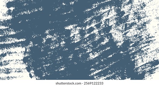 Grunge background with blue brush stroke. Hand drawn grainy texture, vintage template for design. Old damaged background for texture overlay, abstract pattern. Vector illustration